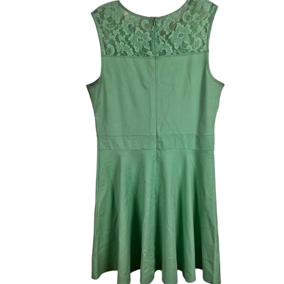 Heloise Fashion Size XL Womens Sleeveless Green Dress With Lace Yoke & Flared - Picture 6 of 12